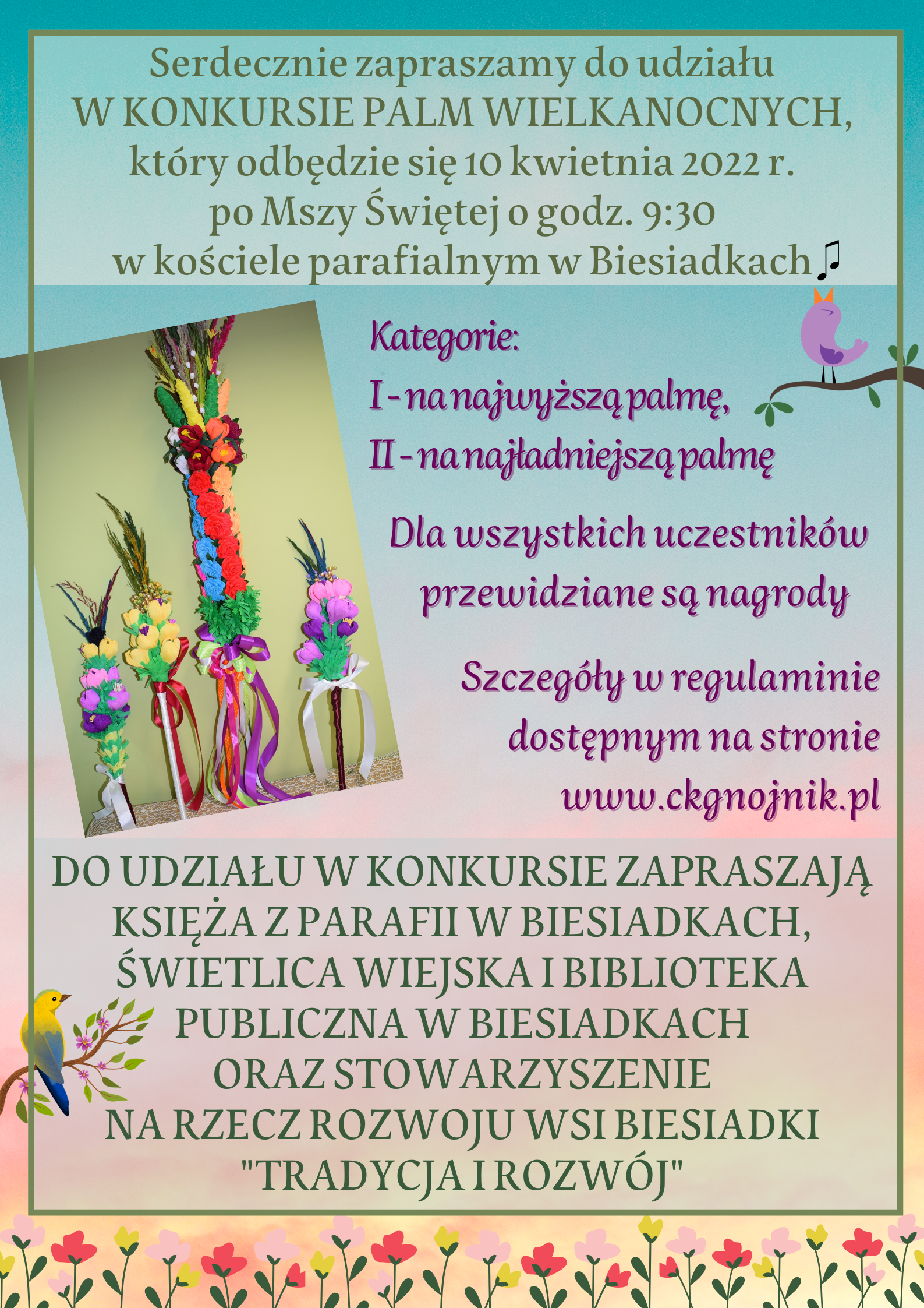 Plakat - konkurs palm wielkanocnych Biesiadki