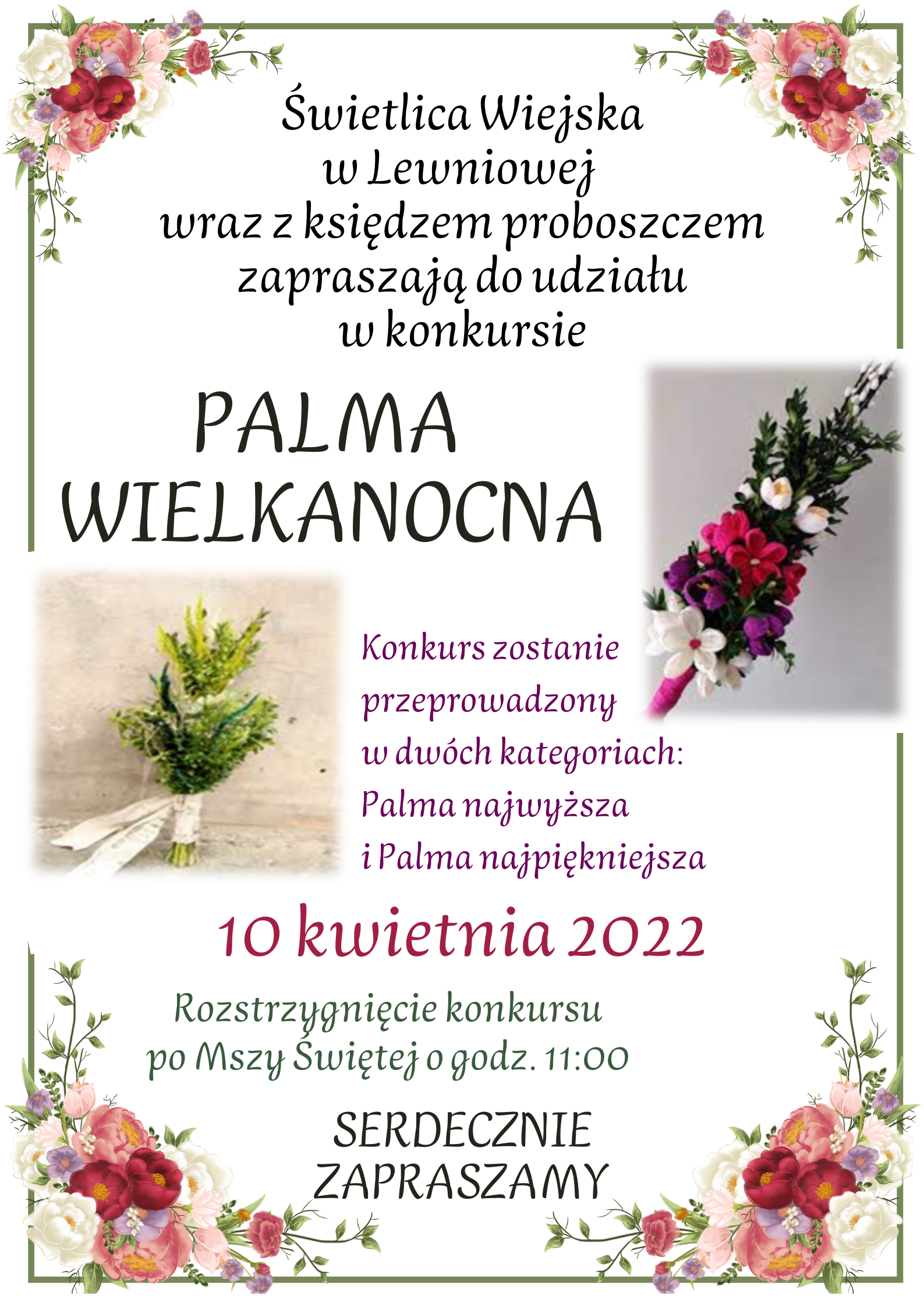 Plakat - konkurs palm wielkanocnych Lewniowa