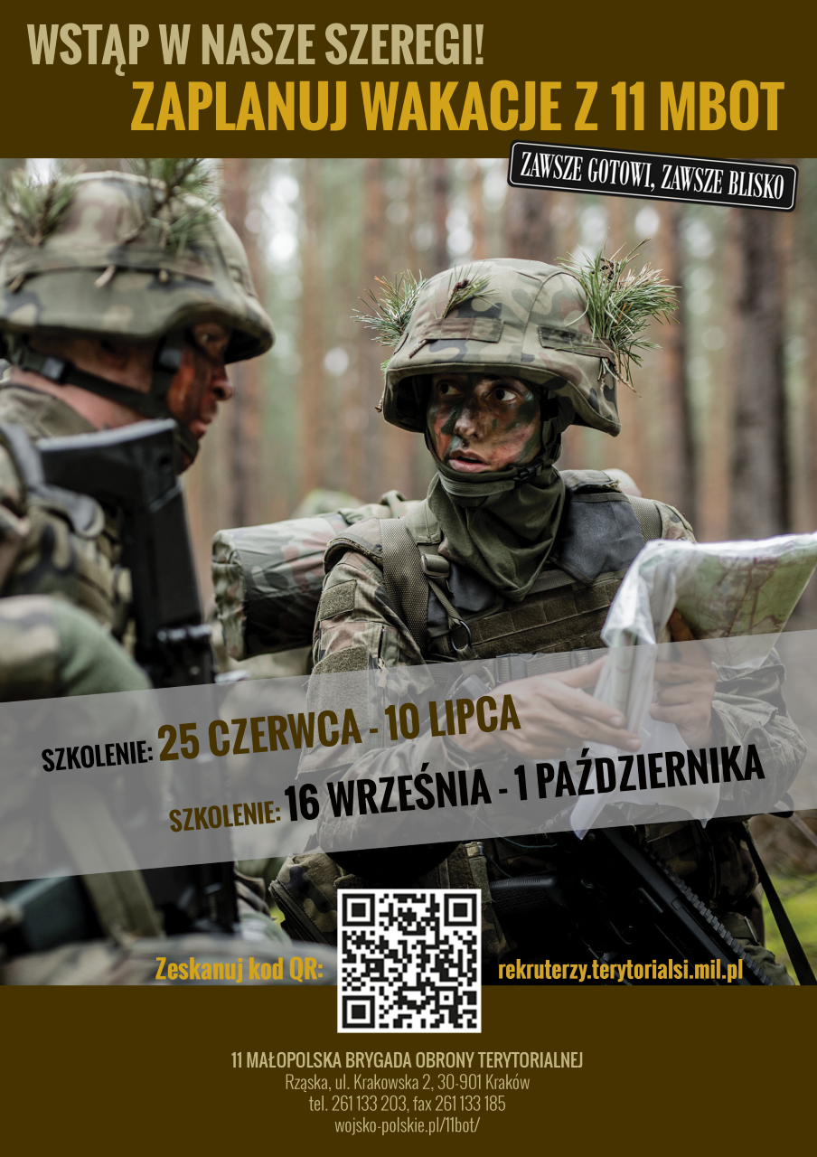 Plakat Wakacje z 11 MBOT - maj 2022 r.