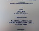 Oficjalna witryna Gminy Gnojnik najlepszą stroną internetową wśród małopolskich gmin!